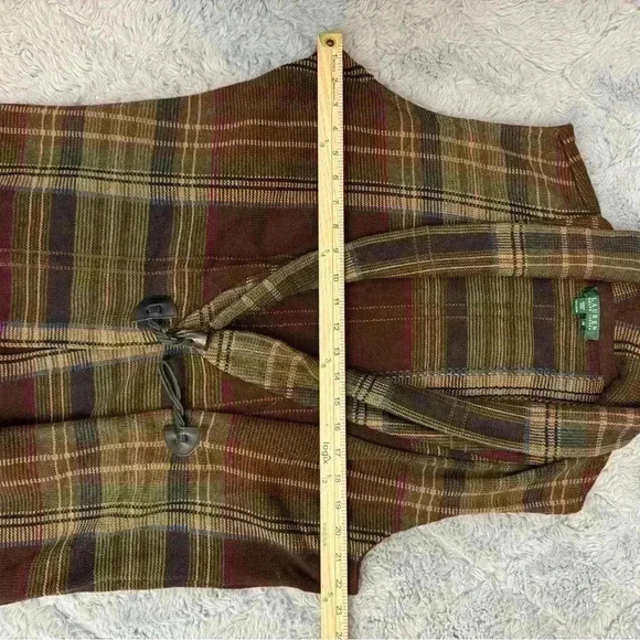 Ralph Lauren Wrap Vest Women Size 2X Plaid Academia Western Layering Piece - Picture 9 of 13